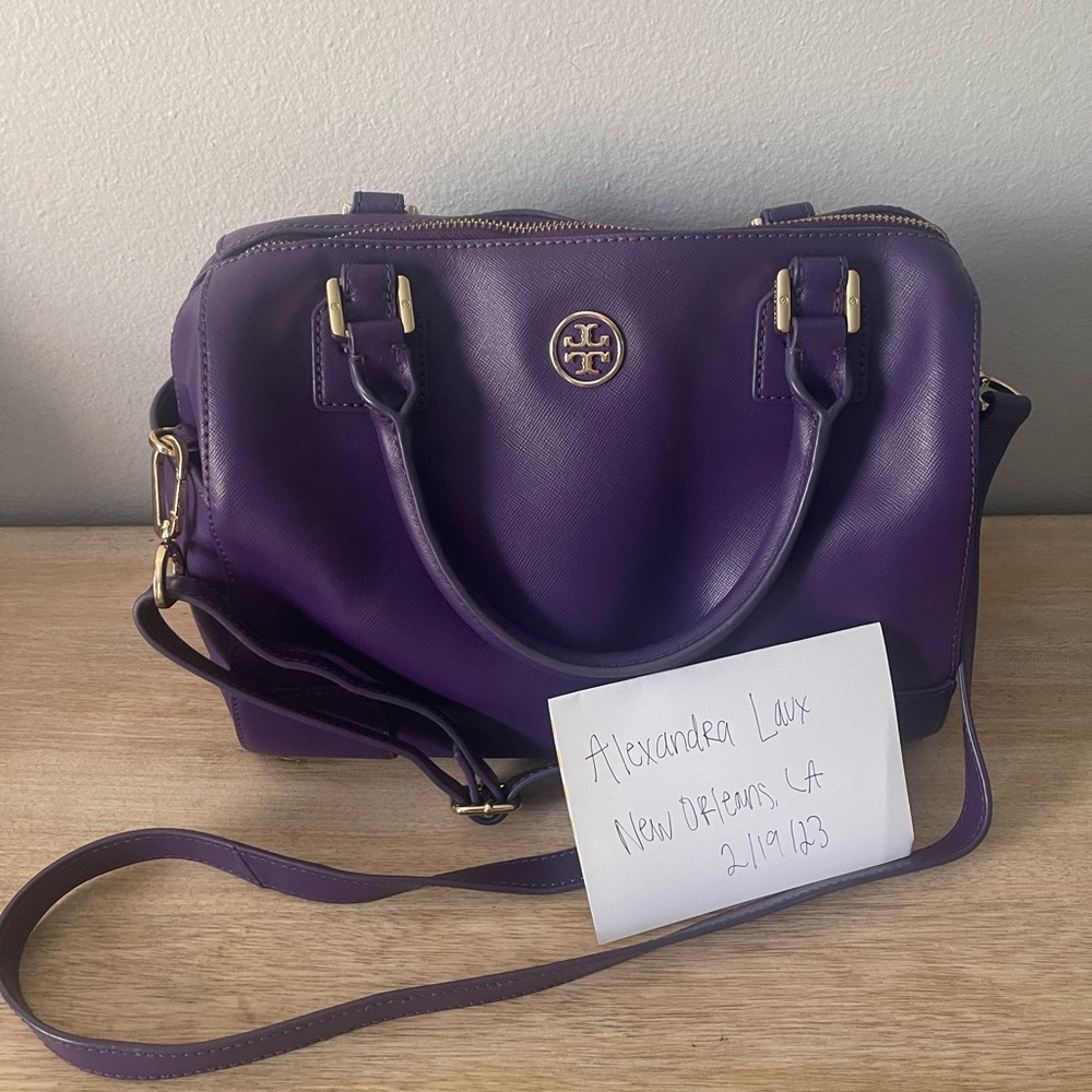 Tory Burch Robinson Middy Bag in Purple